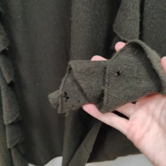 Ralph Lauren Black Label Cashmere Ruffle Duster Cardigan Womens Medium FLAWED - Picture 7 of 13